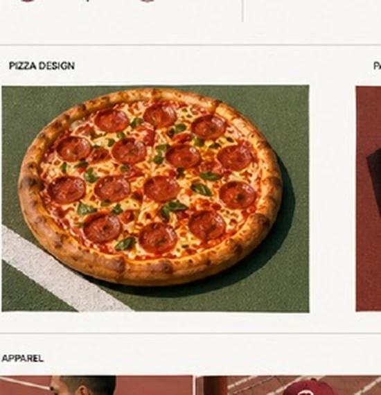 Pepperoni pizza photographed on a sports court